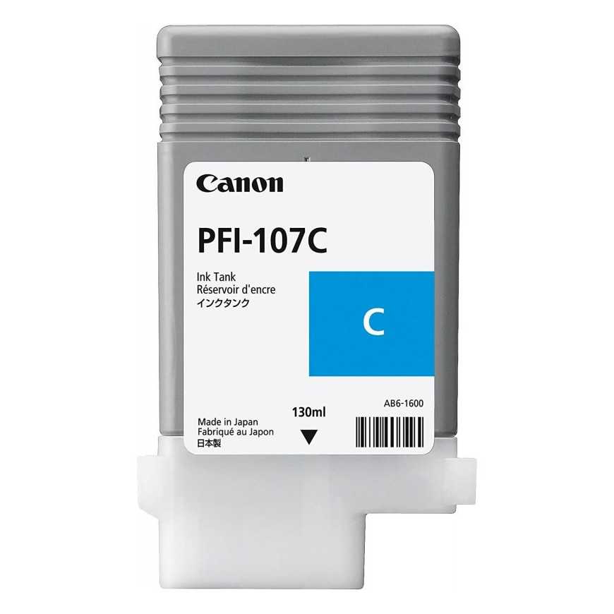 Canon PFI-107C Cyan 130 ml - Bouteille d'encre Canon d'origine (6706B001AA)