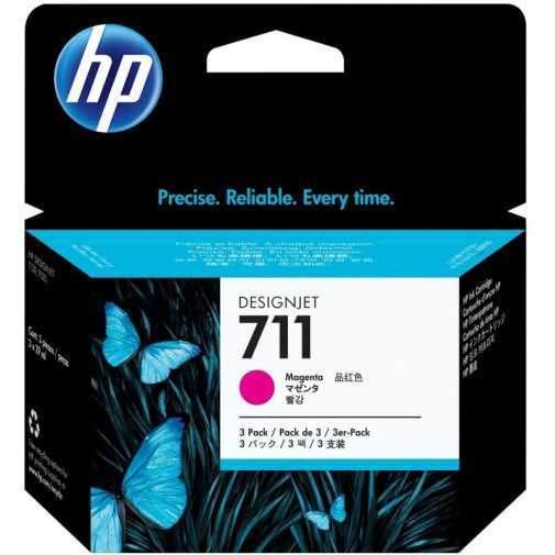 HP 711 Magenta - Pack de 3 cartouche d'encre HP d'origine (CZ135A)