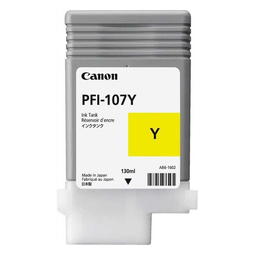 Canon PFI-107Y Jaune 130 ml - Bouteille d'encre Canon d'origine (6708B001AA)